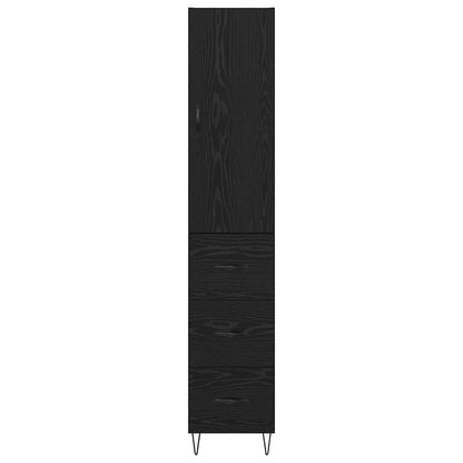 Highboard met lade Zwart Eiken 69,5 x 34 x 180 cm Bewerkt hout