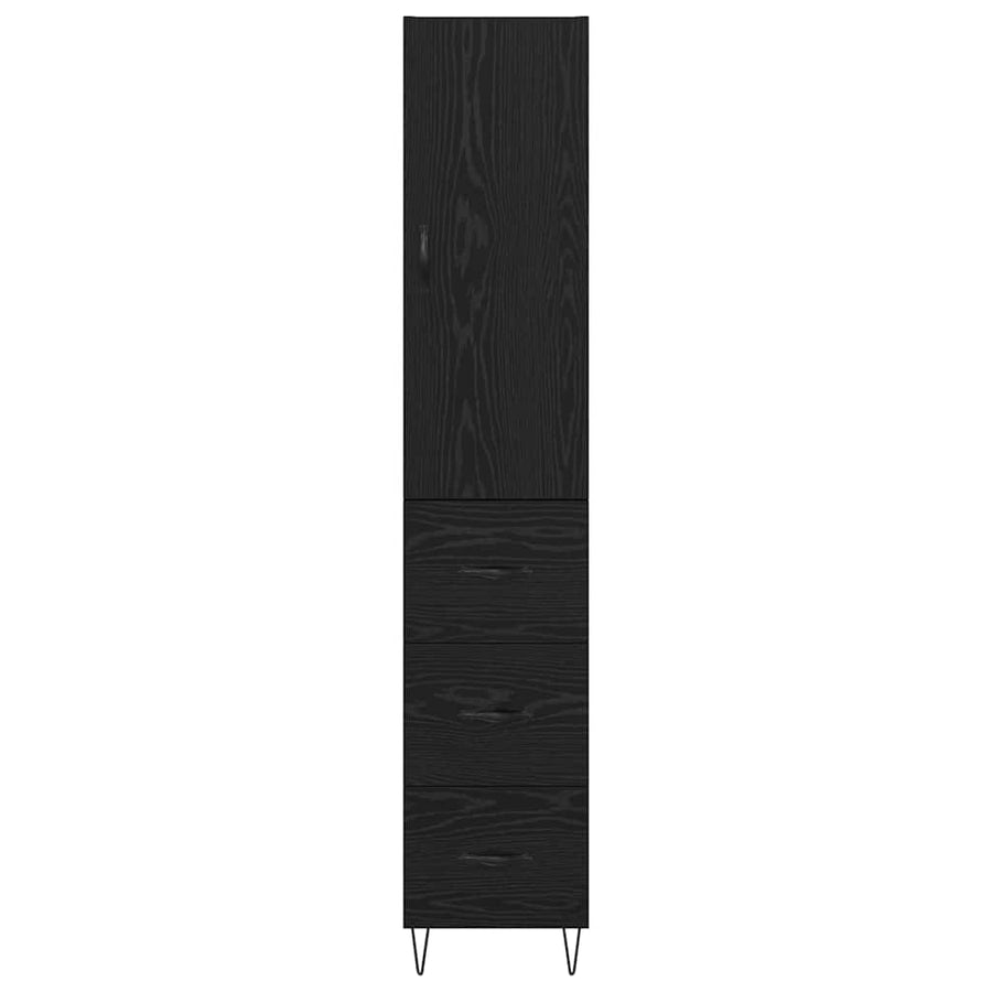 Highboard met lade Zwart Eiken 69,5 x 34 x 180 cm Bewerkt hout