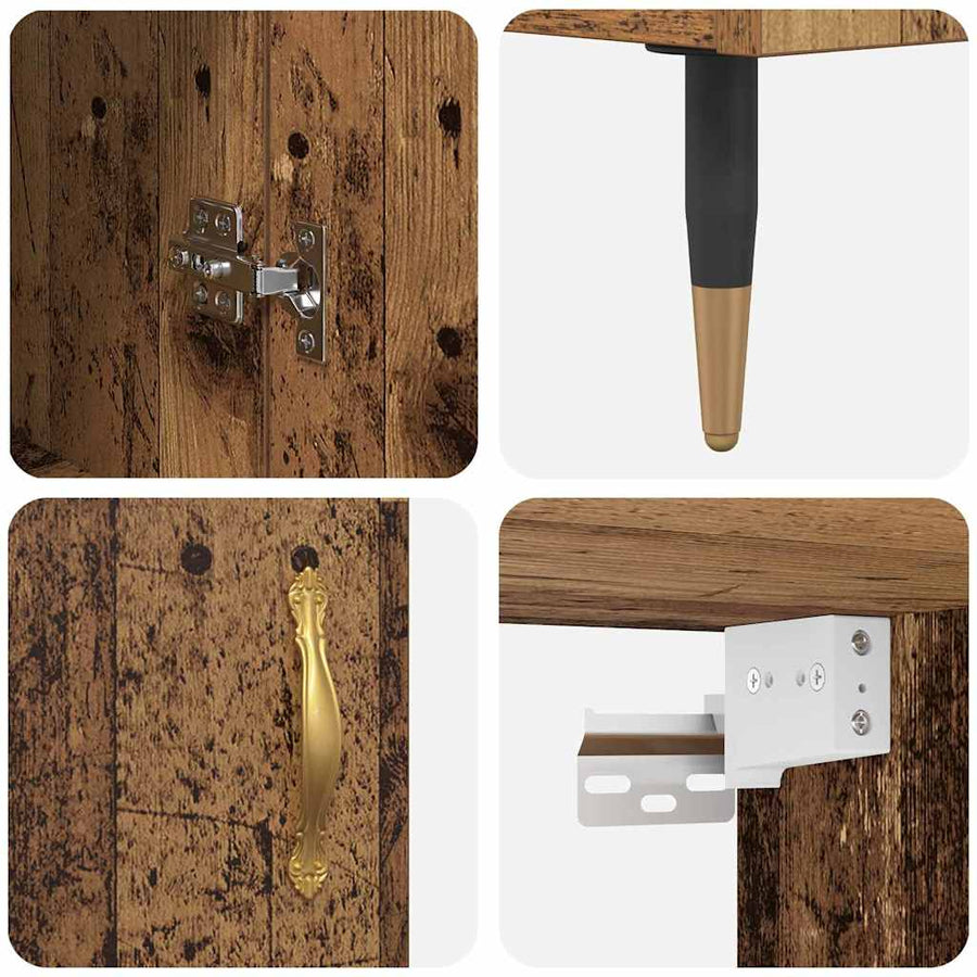 Highboard Oud Hout 69,5 x 34 x 180 cm Bewerkt hout