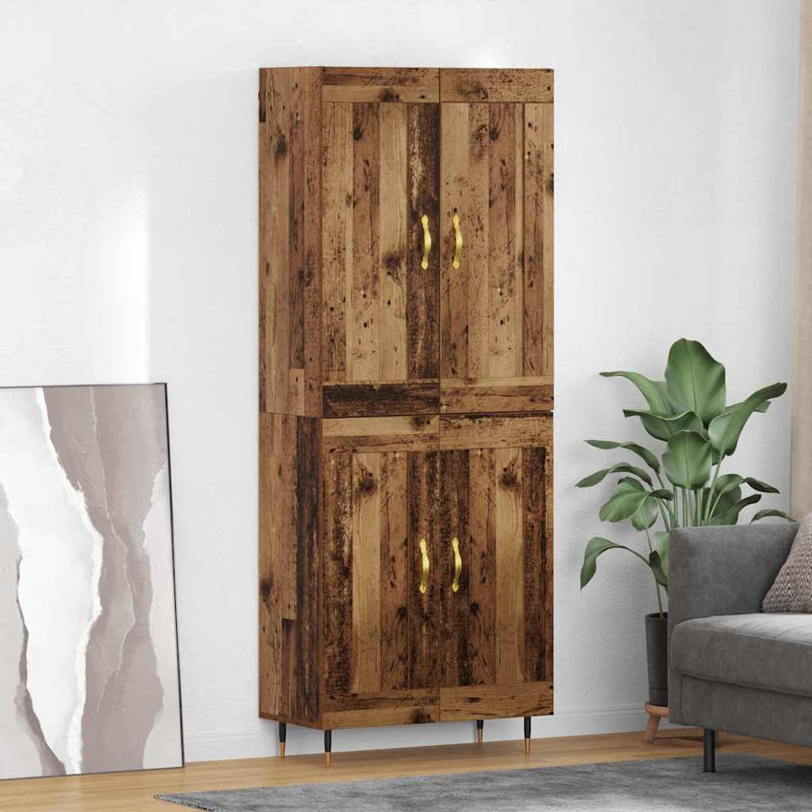 Highboard Oud Hout 69,5 x 34 x 180 cm Bewerkt hout
