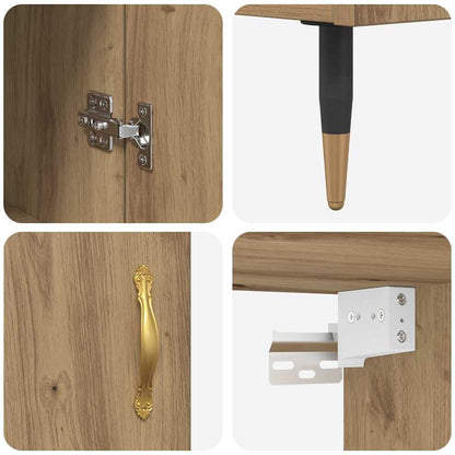 Highboard Artisan Eiken 69,5 x 34 x 180 cm Bewerkt hout