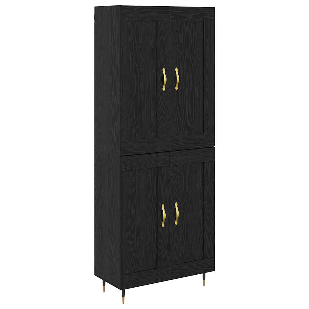 Highboard Zwart Eiken 69,5 x 34 x 180 cm Bewerkt hout