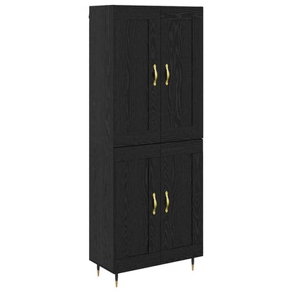Highboard Zwart Eiken 69,5 x 34 x 180 cm Bewerkt hout