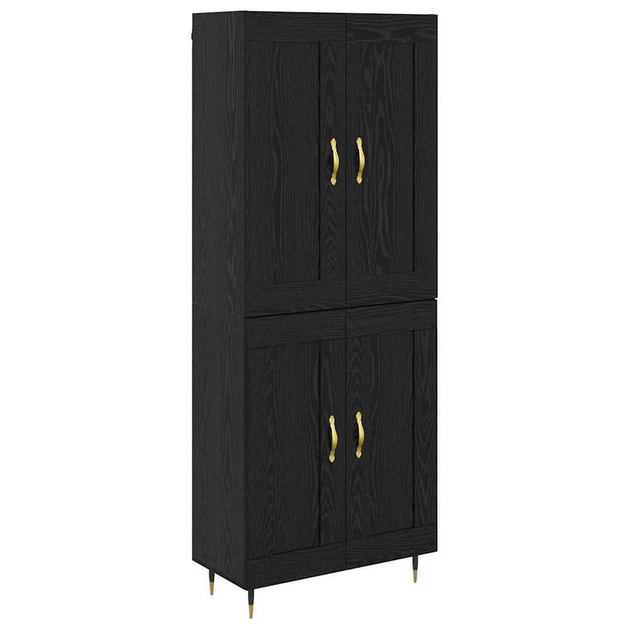 Highboard Zwart Eiken 69,5 x 34 x 180 cm Bewerkt hout
