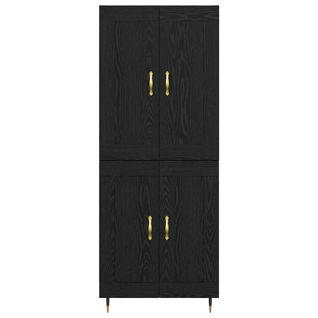 Highboard Zwart Eiken 69,5 x 34 x 180 cm Bewerkt hout