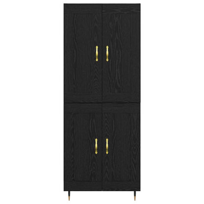 Highboard Zwart Eiken 69,5 x 34 x 180 cm Bewerkt hout