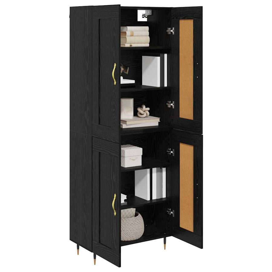 Highboard Zwart Eiken 69,5 x 34 x 180 cm Bewerkt hout
