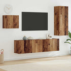 TV Cabinet Wall-Mounted 4 pcs Engineered Wood Old Wood