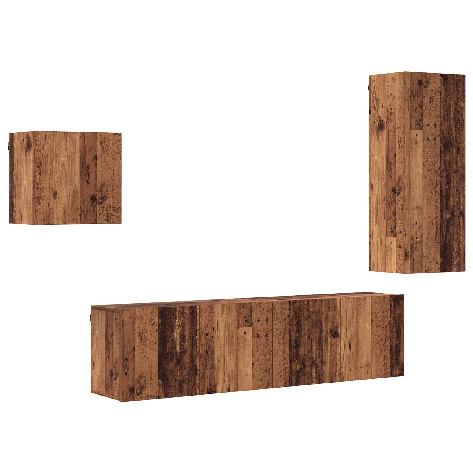 TV-kast Wandgemonteerd 4 pcs Oud Hout Bewerkt hout