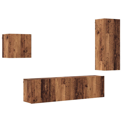 TV-kast Wandgemonteerd 4 pcs Oud Hout Bewerkt hout