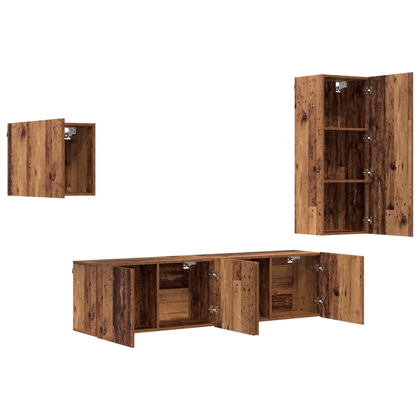 TV-kast Wandgemonteerd 4 pcs Oud Hout Bewerkt hout