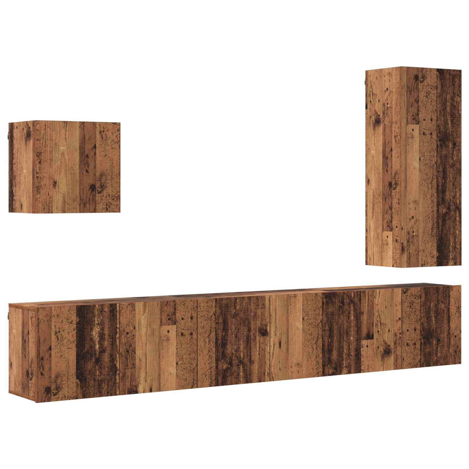TV-wandmeubel Wandgemonteerd 5 pcs Oud Hout Bewerkt hout