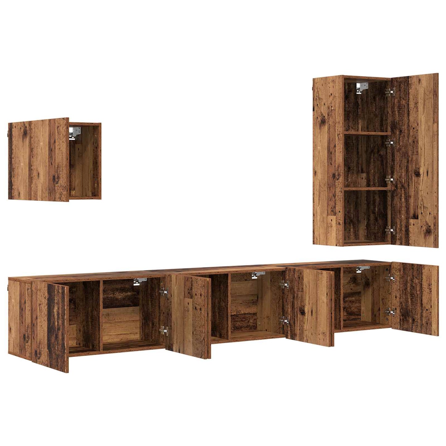 TV-wandmeubel Wandgemonteerd 5 pcs Oud Hout Bewerkt hout