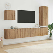 Tv-wandmeubel 240 cm artisan eiken bewerkt hout