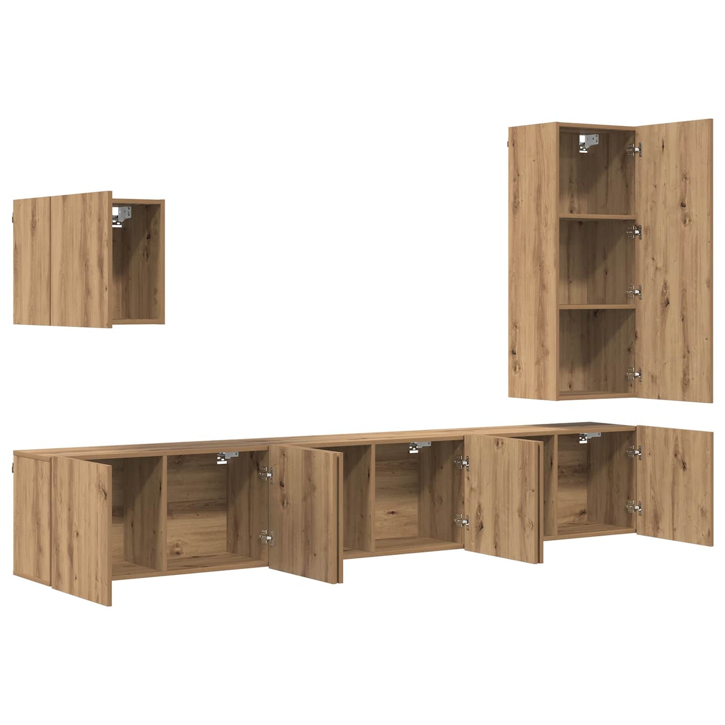 TV-wandmeubel Wandgemonteerd 5 pcs Artisan Eiken Bewerkt hout