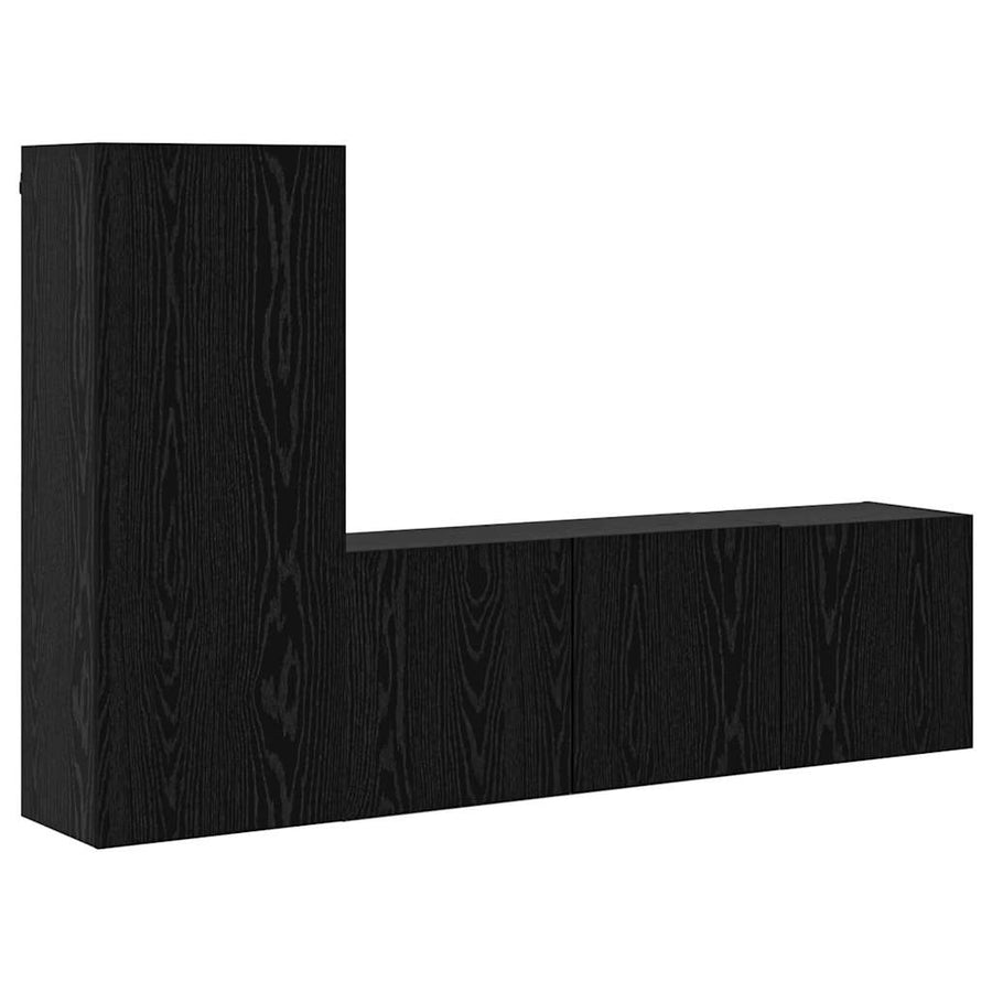 TV Wandmeubels Wandgemonteerd 5 pcs Zwart Eiken Bewerkt hout