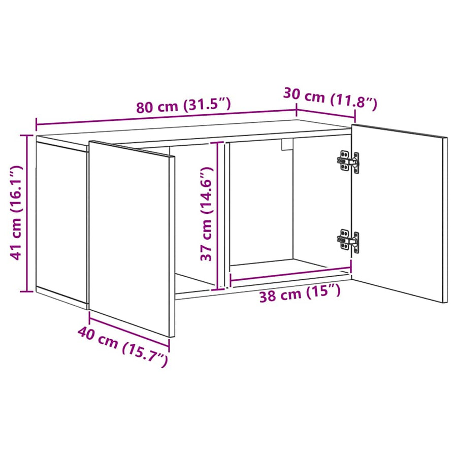 TV Wandmeubels Wandgemonteerd 5 pcs Zwart Eiken Bewerkt hout