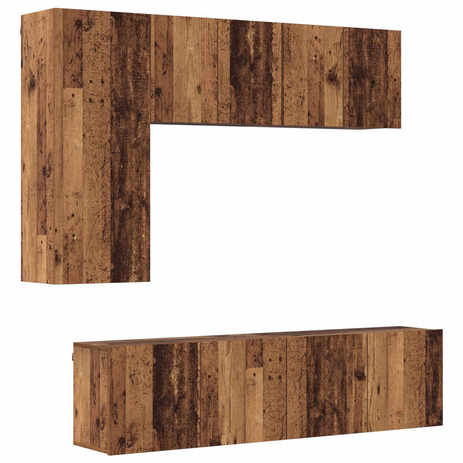 TV-wandmeubel Wandgemonteerd 5 pcs Oud Hout Bewerkt hout