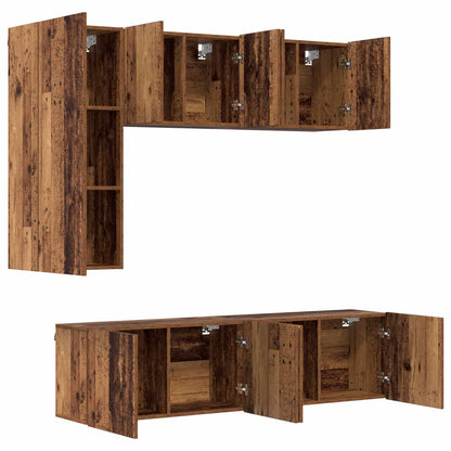 TV-wandmeubel Wandgemonteerd 5 pcs Oud Hout Bewerkt hout
