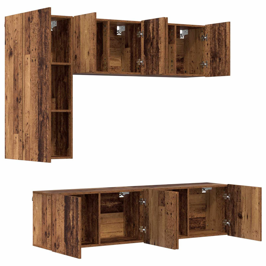 TV-wandmeubel Wandgemonteerd 5 pcs Oud Hout Bewerkt hout