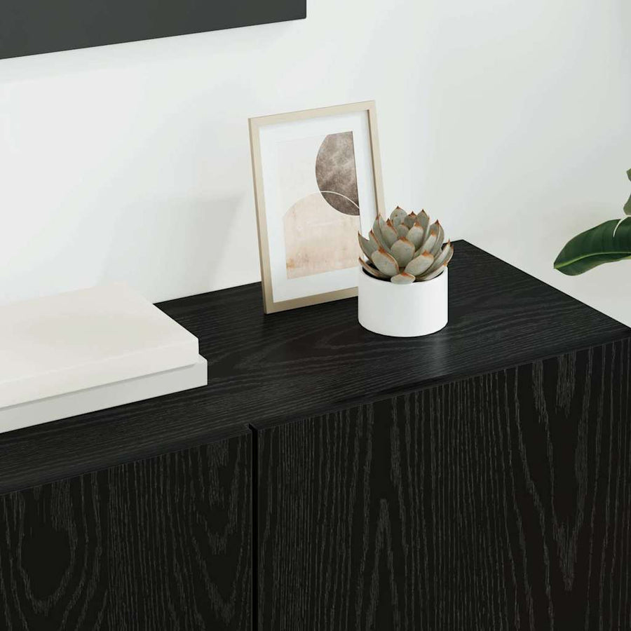 TV Wandmeubels Wandgemonteerd 5 pcs Zwart Eiken Bewerkt hout