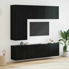 TV Wall Unit Wall-Mounted 5 Pieces Black Oak Engineered Wood