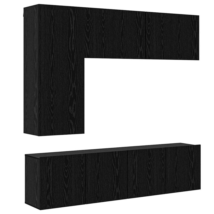 TV Wandmeubels Wandgemonteerd 5 pcs Zwart Eiken Bewerkt hout