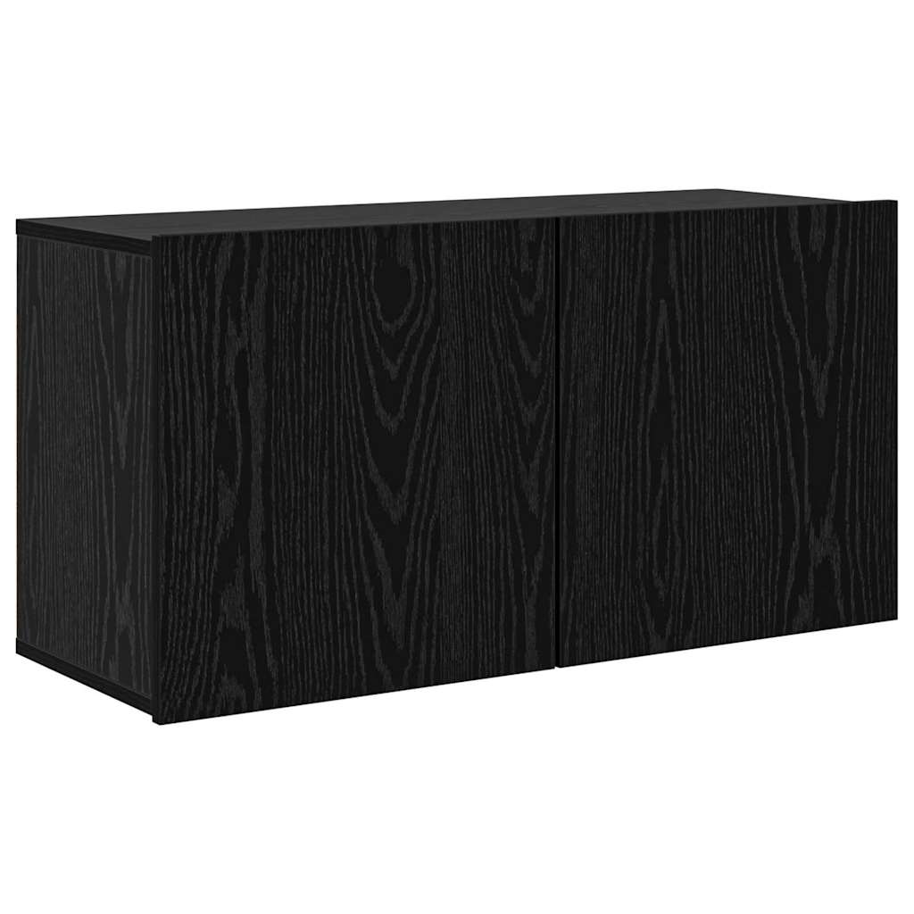 TV Wandmeubels Wandgemonteerd 5 pcs Zwart Eiken Bewerkt hout