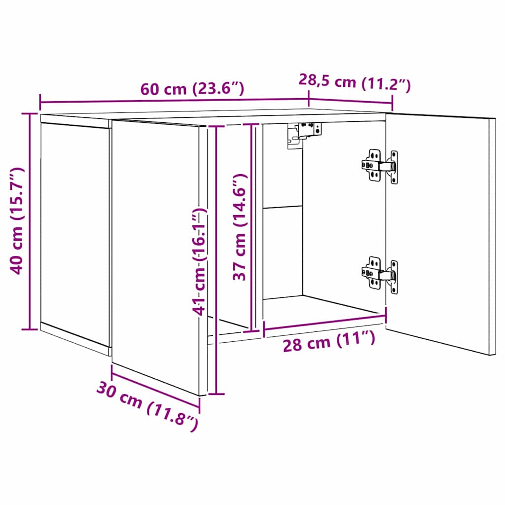 TV Wandmeubels Wandgemonteerd 5 pcs Zwart Eiken Bewerkt hout