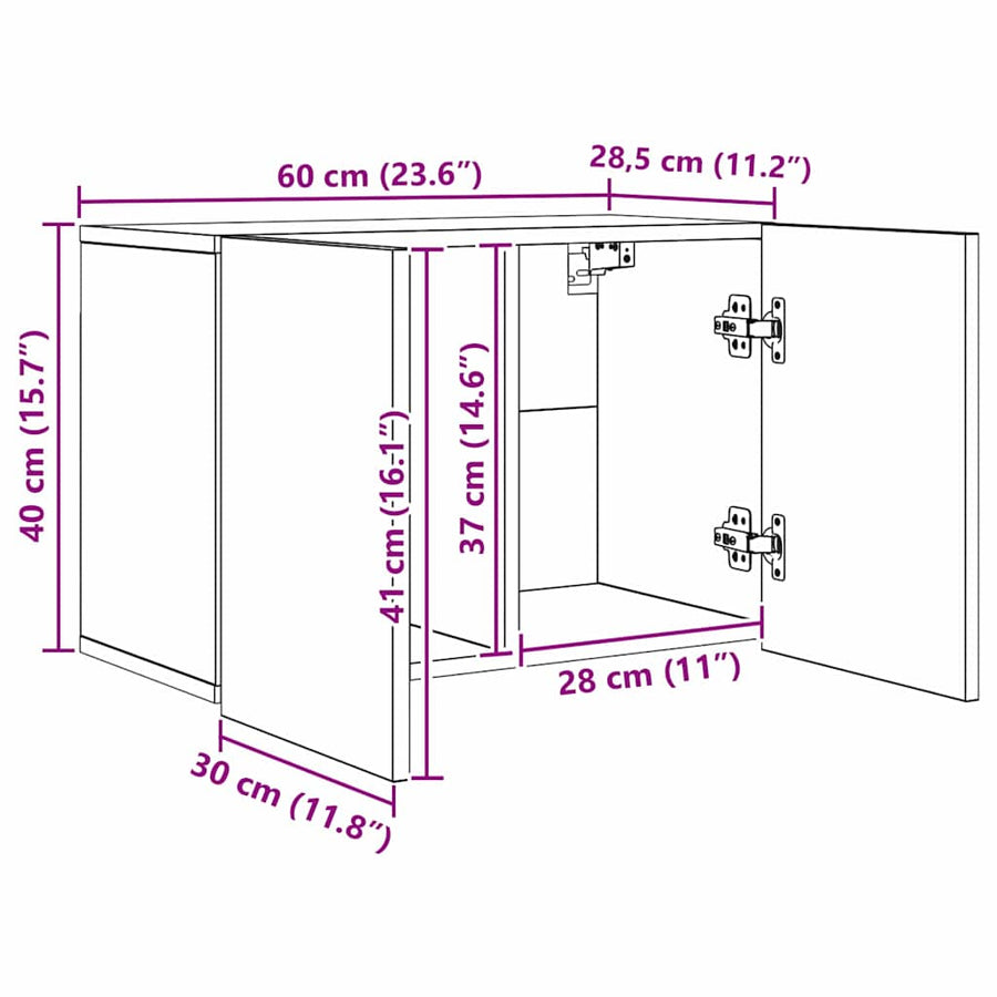TV Wandmeubels Wandgemonteerd 5 pcs Zwart Eiken Bewerkt hout