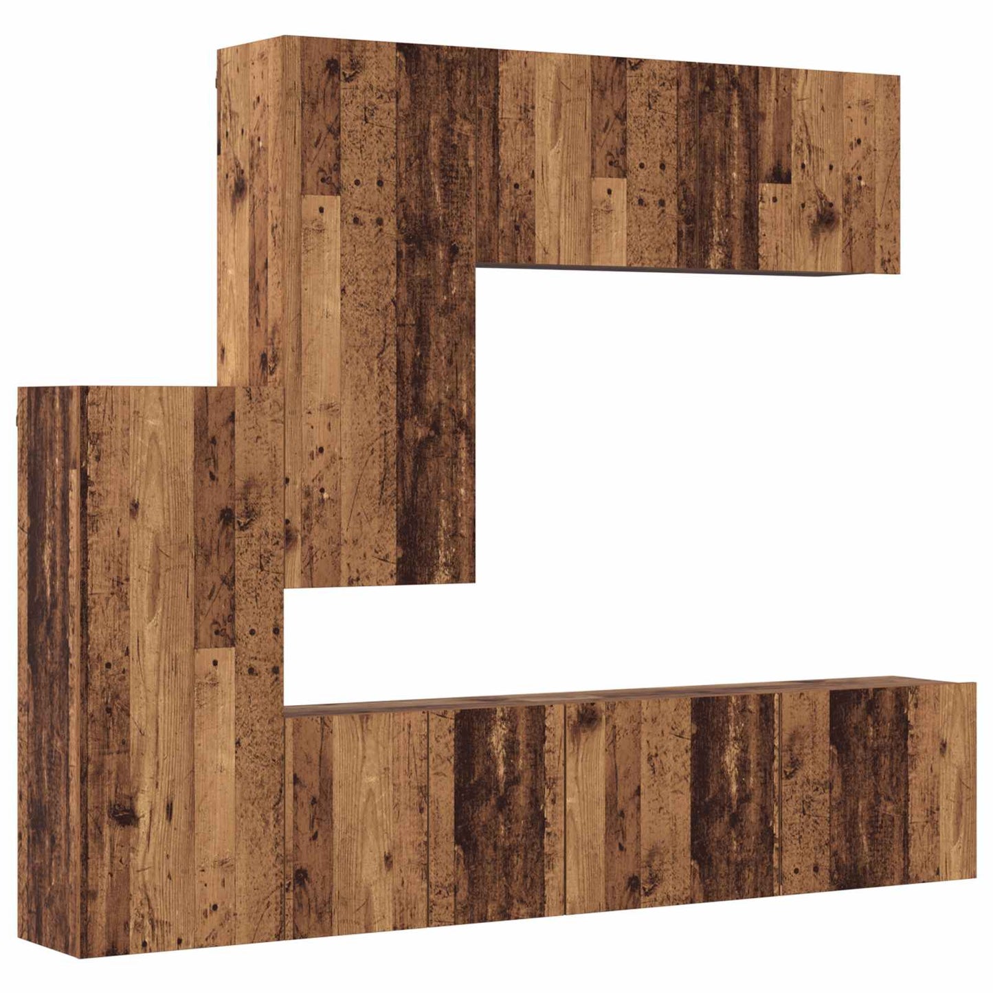 TV-wandmeubel Wandgemonteerd 5 pcs Oud Hout Bewerkt hout