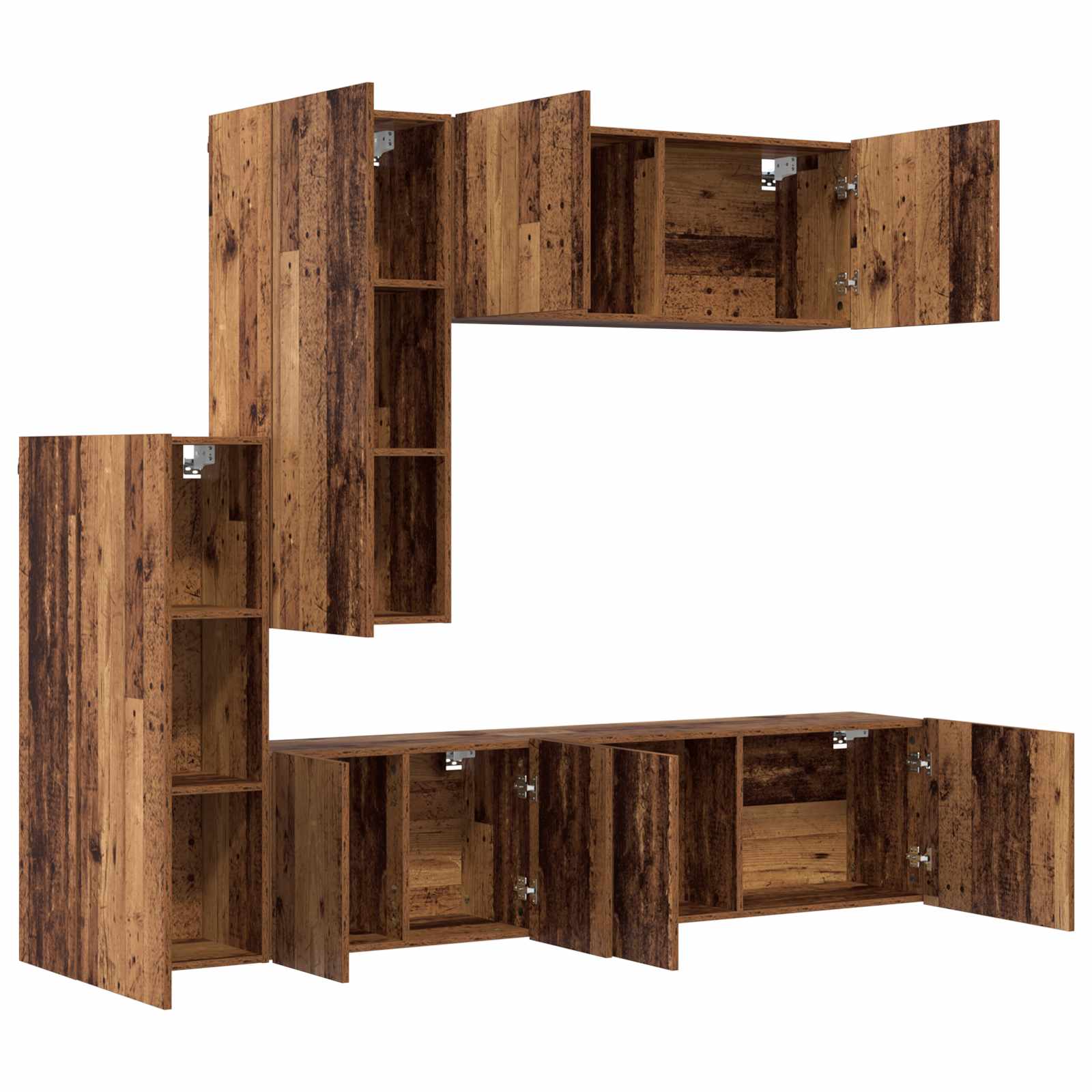 TV-wandmeubel Wandgemonteerd 5 pcs Oud Hout Bewerkt hout