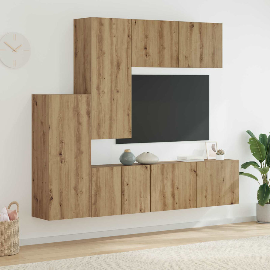 TV-wandmeubel Wandgemonteerd 5 pcs Artisan Eiken Bewerkt hout
