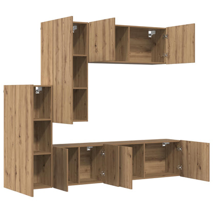 TV-wandmeubel Wandgemonteerd 5 pcs Artisan Eiken Bewerkt hout