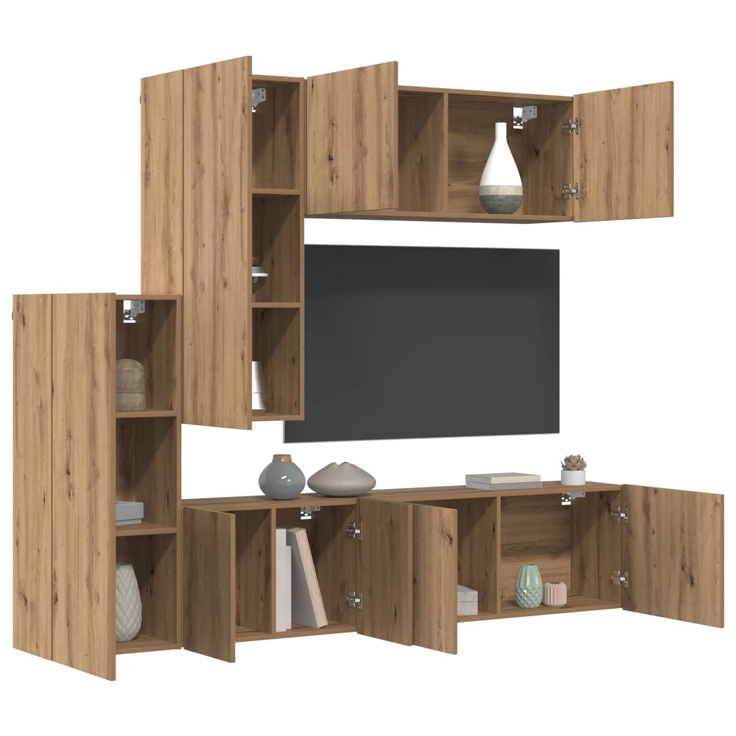 TV-wandmeubel Wandgemonteerd 5 pcs Artisan Eiken Bewerkt hout