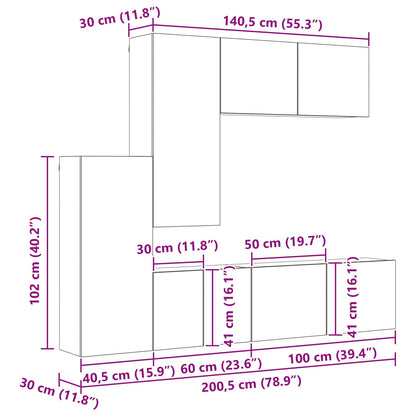 TV-wandmeubel Wandgemonteerd 5 pcs Artisan Eiken Bewerkt hout