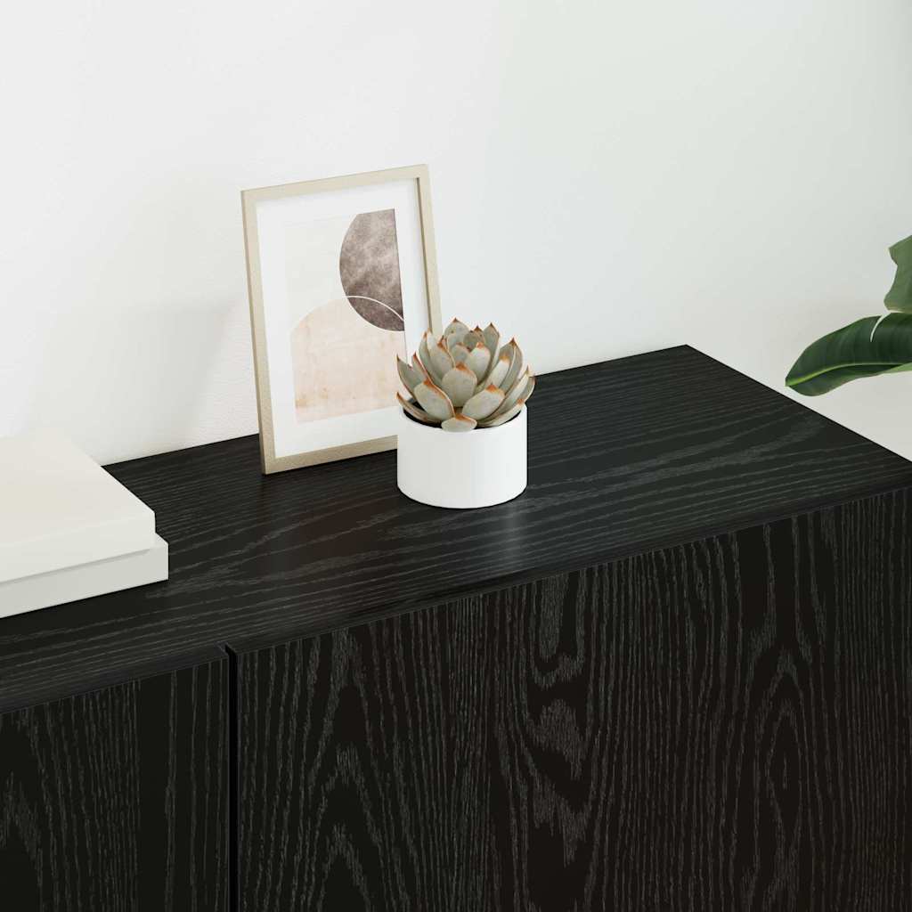 TV Wandkast Set Wandgemonteerd 5 pcs Zwart eiken Bewerkt hout