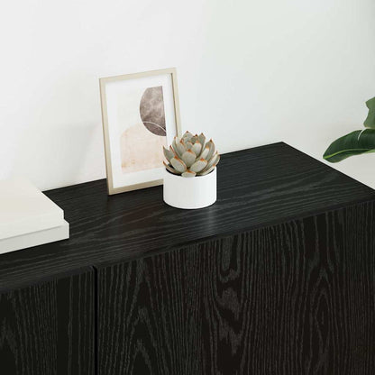 TV Wandkast Set Wandgemonteerd 5 pcs Zwart eiken Bewerkt hout