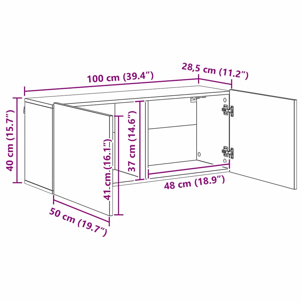 TV Wandkast Set Wandgemonteerd 5 pcs Zwart eiken Bewerkt hout