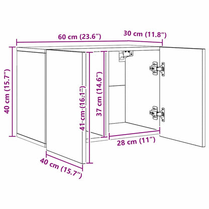 TV Wandkast Set Wandgemonteerd 5 pcs Zwart eiken Bewerkt hout