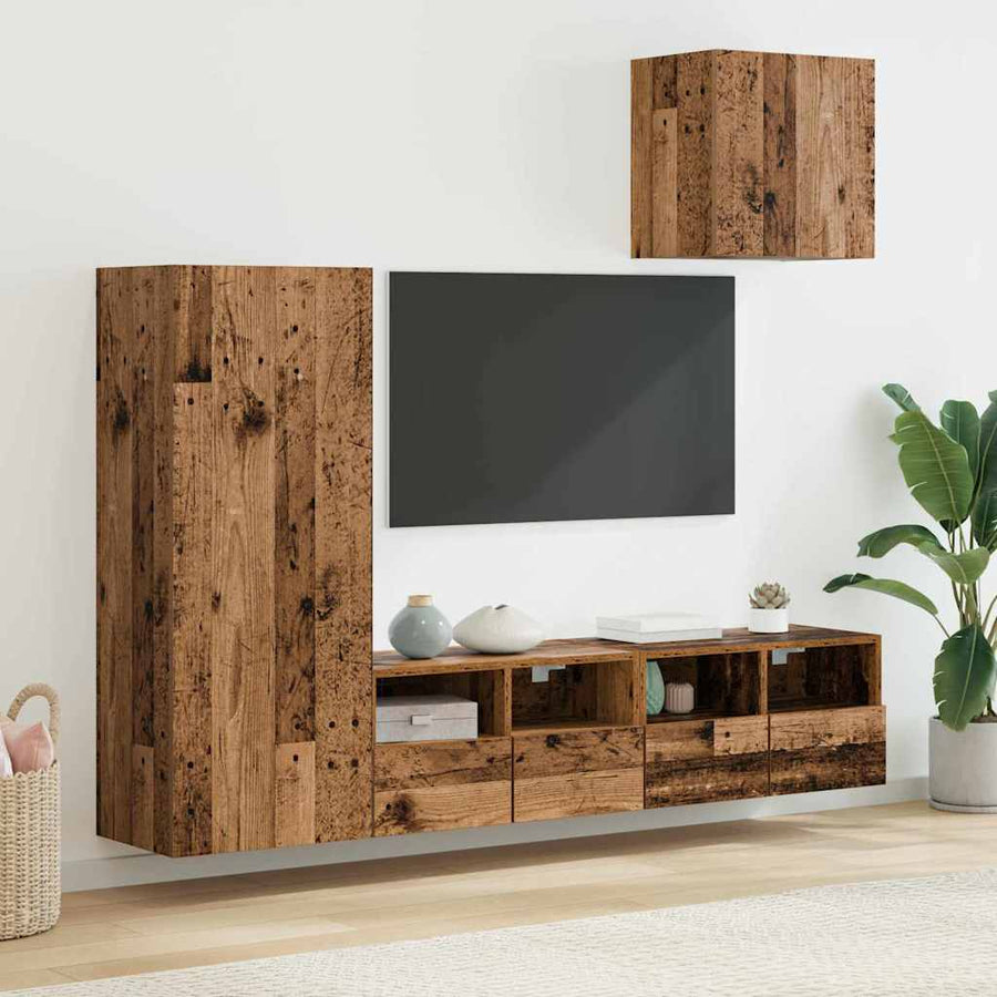TV Wandmeubels 4 pcs Oud Hout Bewerkt hout