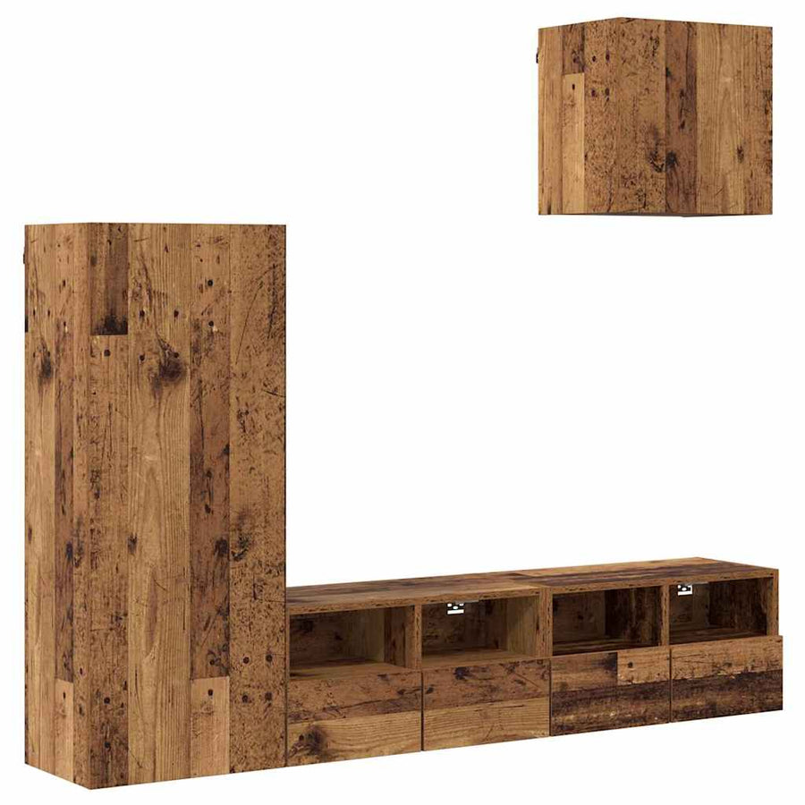 TV Wandmeubels 4 pcs Oud Hout Bewerkt hout
