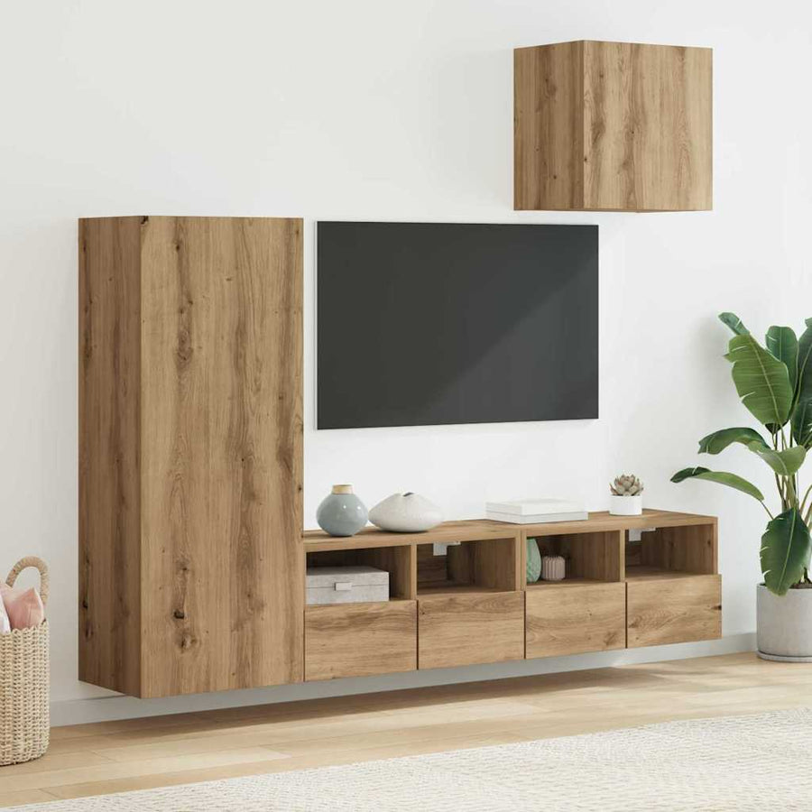 TV Wandmeubels 4 pcs Artisan Eiken Bewerkt hout