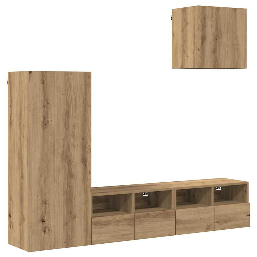 TV Wandmeubels 4 pcs Artisan Eiken Bewerkt hout