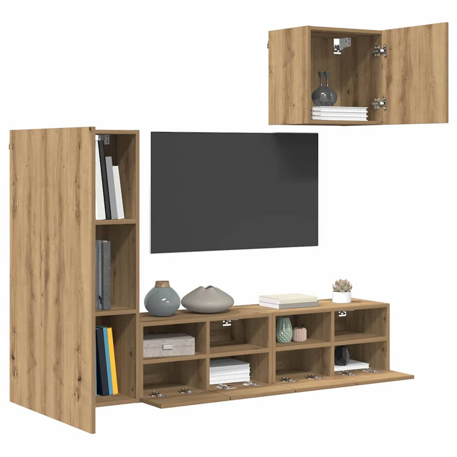 TV Wandmeubels 4 pcs Artisan Eiken Bewerkt hout