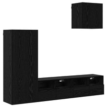 TV Wandmeubels 4 pcs Zwart Eiken Bewerkt hout