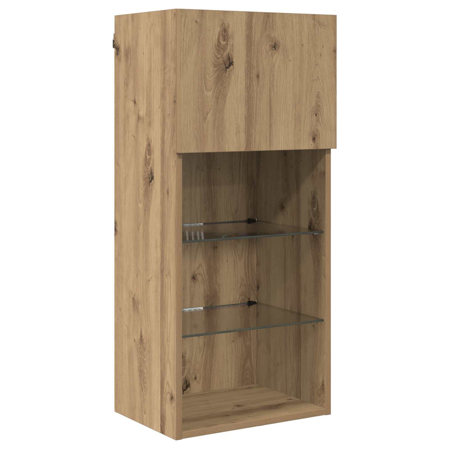 Tv Wandmeubels Met Led-Striplichten 6 Pcs Oud Hout Bewerkt Hout