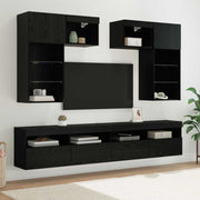 Tv wandmeubel 6 delen artisan eiken zwart