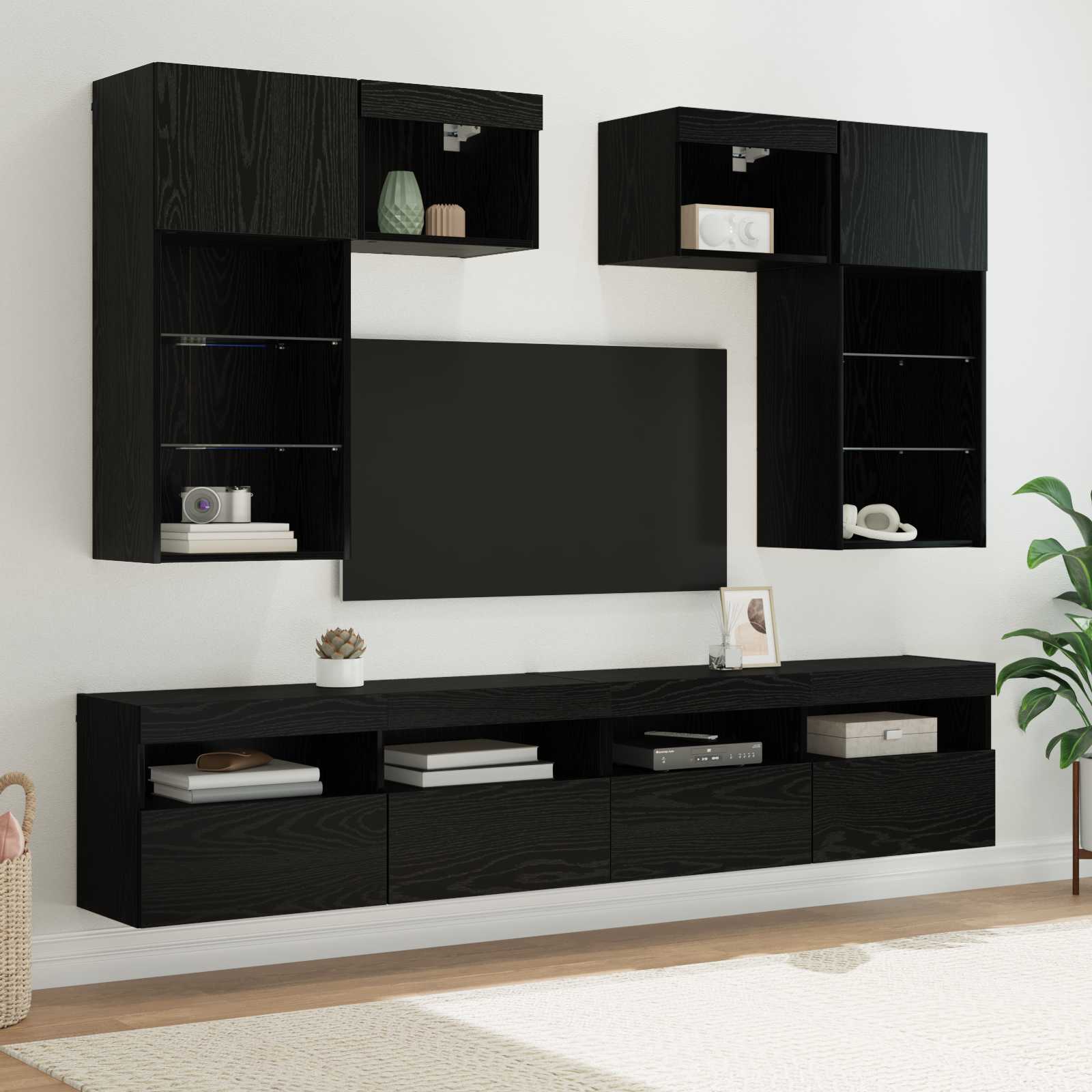 Tv Wandmeubels Wandgemonteerd 6 Pcs Artisan Eiken Bewerkt Hout