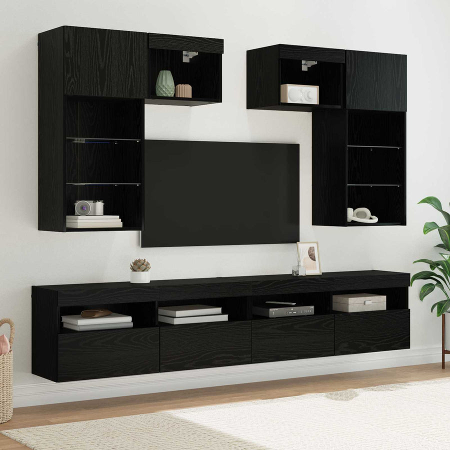 Tv Wandmeubels Wandgemonteerd 6 Pcs Artisan Eiken Bewerkt Hout